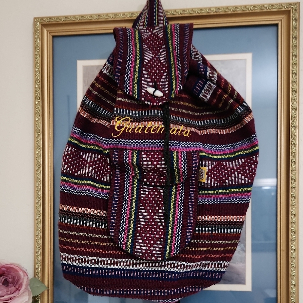 Purple and Red Backpack with Stylish Design
